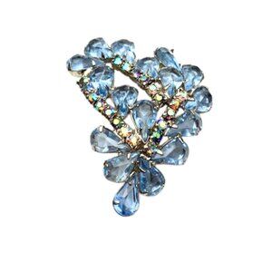 Vintage Teardrop Crystal Floral Spray AB Brooch